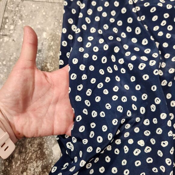 🇬🇪🍑Vintage Schrader Blue Buttoned Front Long Sleeve Dress Size 10 - Picture 7 of 10